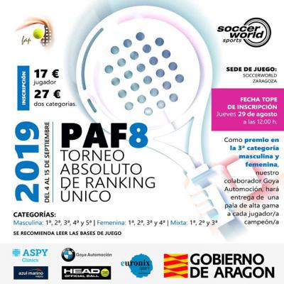 poster del torneo TORNEO ABSOLUTO DE RANKING ÚNICO PAF8 