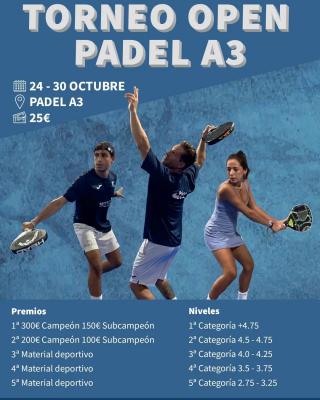 poster del torneo TORNEO OPEN PÁDEL A3