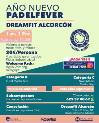 poster del torneo AÑO NUEVO PADEL FEVER - ABIERTO A PAREJAS MASC, FEM Y MIXTAS