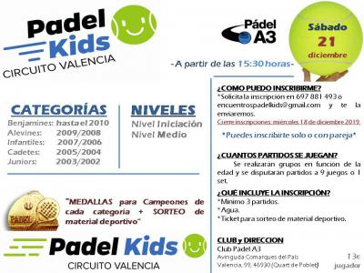 poster del torneo PADEL KIDS CIRCUITO VALENCIA