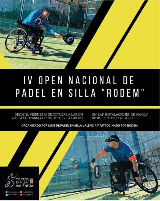 poster del torneo IV OPEN NACIONAL DE PADEL EN SILLA RODEM