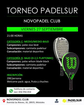 poster del torneo NOCTURNO PADELSUR CATEGORIAS C: MEDIO/MEDIO-BAJO Y D: BAJO