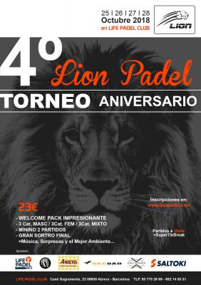 poster del torneo 4° ANIVERSARIO LIONPADEL