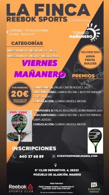 poster del torneo TORNEO MAÑANERO PADELMANIA VIERNES 19 NOVIEMBRE