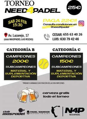 poster del torneo TORNEO NEED4PADEL 24 FEB