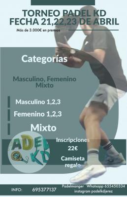 poster torneo TORNEO PADEL KD DEL 21 AL 23 DE ABRIL