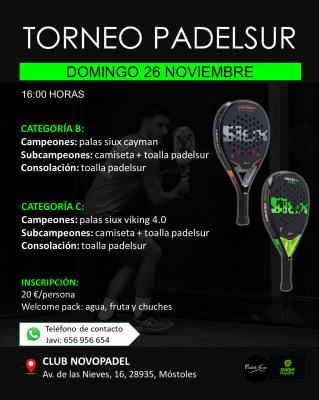 poster del torneo TORNEO PADELSUREVENTS CATEGORIAS B Y C