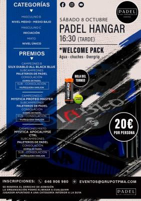 poster del torneo TORNEO SÁBADO 8 DE OCTUBRE & PADEL HANGAR ALCOBENDAS