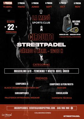 poster torneo 1ª PRUEBA CIRCUITO STREET PADEL 2022 - SÁBADO 9 DE ABRIL & LA MASÓ