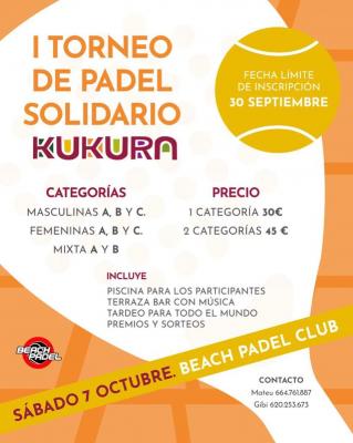 poster del torneo PRIMER TORNEO SOLIDARIO DE PADEL KUKURA