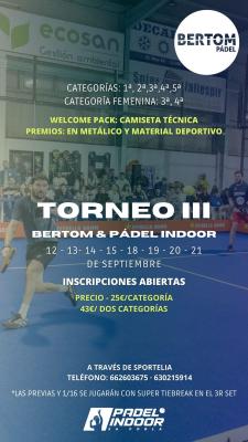 poster torneo III BERTOM & PADEL INDOOR SA POBLA