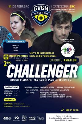 poster del torneo 2DO CHALLENGER EVEN PADEL TOUR MATARÓ