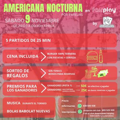 poster torneo AMERICANA NOCTURNA EN FAIRPLAY