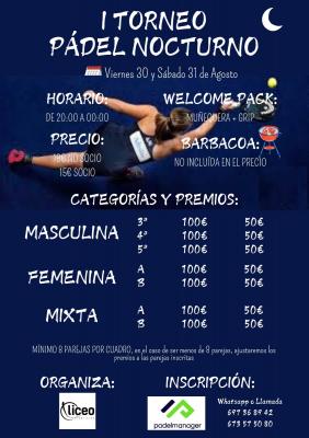 poster del torneo I TORNEO DE PADEL NOCTURNO