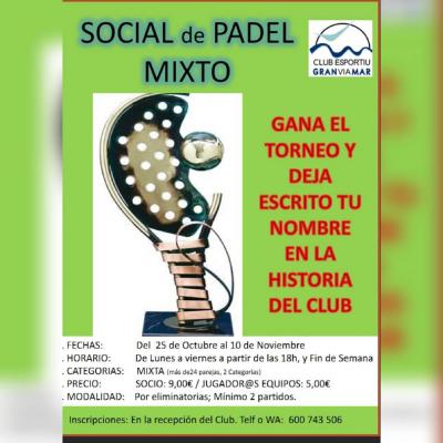 poster del torneo SOCIAL DE PADEL MIXTO