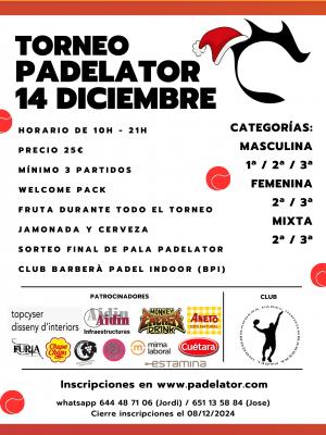 poster del torneo TORNEO PADELATOR NAVIDAD 2024