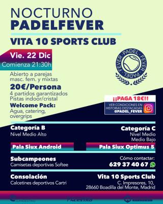 poster del torneo NOCTURNO PADEL FEVER - ABIERTO A PAREJAS MASC, FEM Y MIXTAS