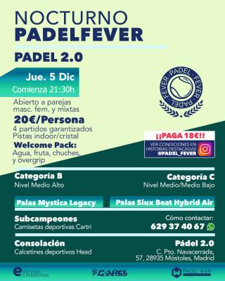 poster del torneo NOCTURNO PADEL FEVER - MASCULINO, FEMENINO Y MIXTO