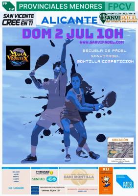 poster del torneo PROVINCIAL DE MENORES SANVI PADEL MONTILLA COMPETICIÓN