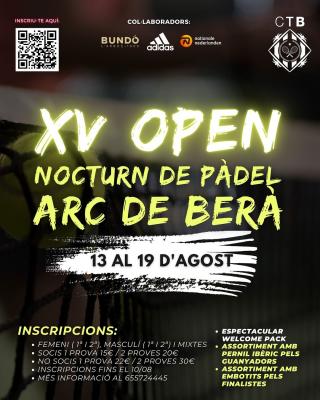 poster torneo XV OPEN NOCTURN DE PÀDEL ARC DE BERÀ