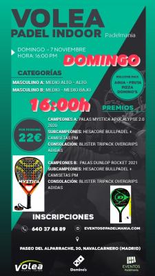 poster del torneo TORNEO PADELMANIA DOMINGO 7 NOVIEMBRE 2 NIVELES MASCULINO