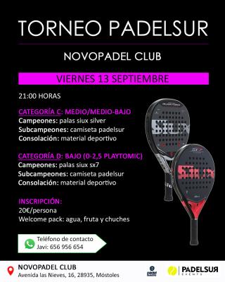 poster torneo NOCTURNO PADELSUR CATEGORIAS C: MEDIO/MEDIO-BAJO Y D: BAJO