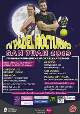 poster del torneo IV PÁDEL NOCTURNO NOCHE DE SAN JUAN 2019