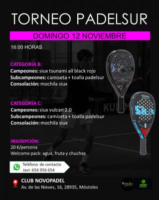 poster del torneo TORNEO PADELSUREVENTS CATEGORIAS B Y C