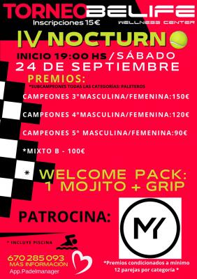 poster del torneo IV TORNEO NOCTURNO BELIFE 2022