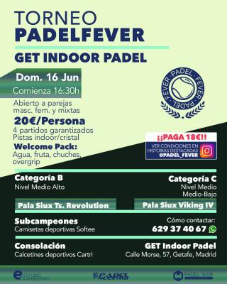 poster del torneo TORNEO PADEL FEVER - ABIERTO A PAREJAS MASC, FEM Y MIXTAS