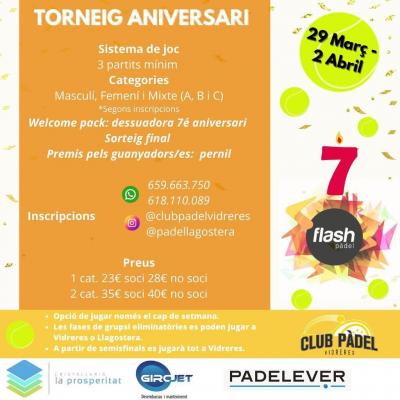 poster torneo TORNEIG 7È ANIVERSARI FLASHPÀDEL