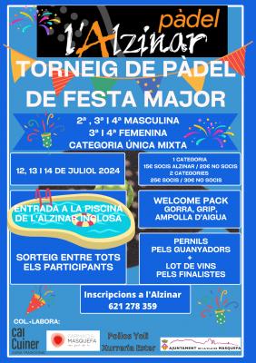 poster torneo TORNEIG DE PÀDEL DE FESTA MAJOR + PISCINA