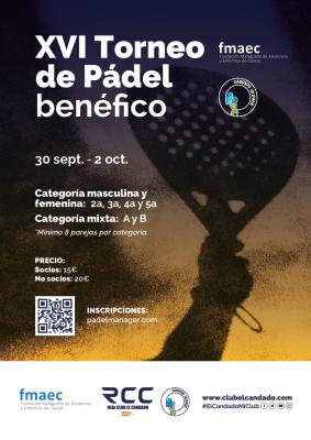 poster del torneo XVI TORNEO DE PÁDEL A BENEFICIO DE FMAEC Y CANDADO SOLIDARIO