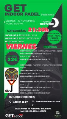 poster del torneo TORNEO NOCTURNO PADELMANIA MASCULINO & MIXTO VIERNES 19 NOVIEMBRE