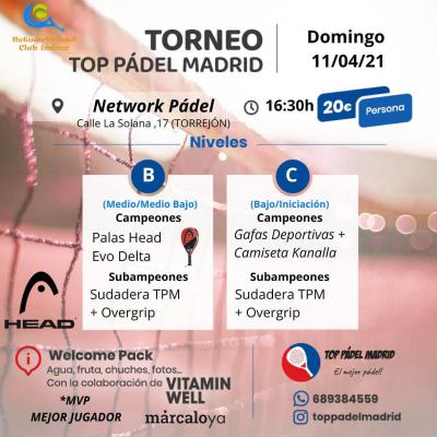 poster del torneo TORNEO TOP PADEL MADRID