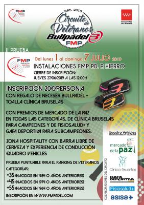 poster del torneo II PRUEBA CIRCUITO DE VETERANOS BULLPADEL 2019