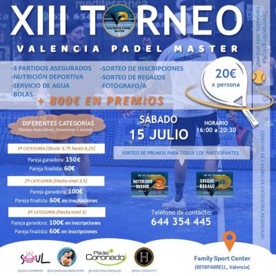 poster del torneo XIII TORNEO VALENCIA PADEL MASTER