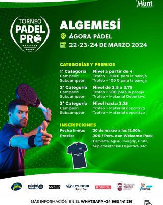 poster torneo TORNEO ALGEMESÍ PÁDEL PRO