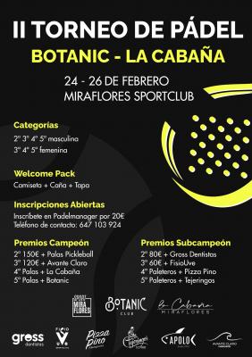 poster del torneo II TORNEO DE PADEL BOTANIC - LA CABAÑA