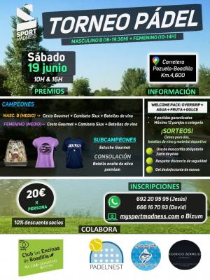 poster torneo TORNEO PADEL SABADO 19 JUNIO LAS ENCINAS BOADILLA