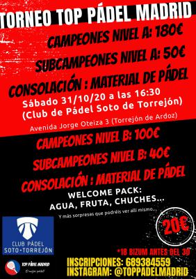 poster del torneo TORNEO TOP PADEL MADRID