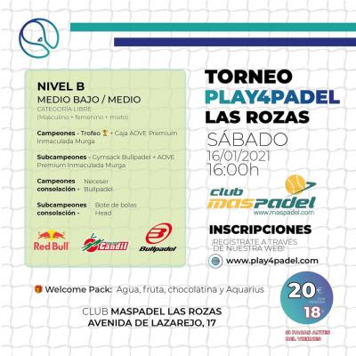 poster del torneo TORNEO PLAY4PADEL LAS ROZAS