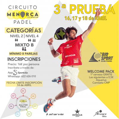 poster del torneo 3ª PRUEBA CIRCUITO MENORCA PADEL BY STARVIE