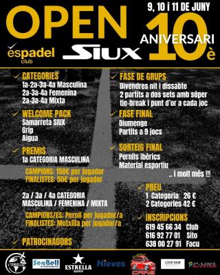 poster del torneo OPEN ESPADEL 10È ANIVERSARI BY SIUX