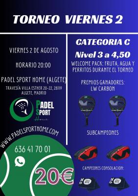 poster del torneo TORNEO NOCTURNO VIERNES 2 DE AGOSTO