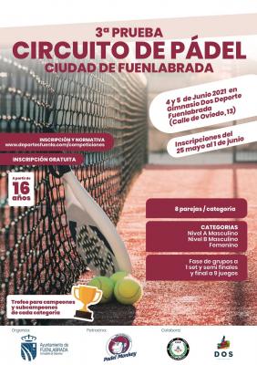 poster torneo 3ª PRUEBA CIRCUITO DE PÁDEL CIUDAD DE FUENLABRADA