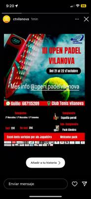 poster del torneo OPEN PÁDEL VILANOVA