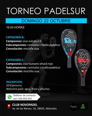 poster del torneo TORNEO PADELSUREVENTS CATEGORIAS B Y C