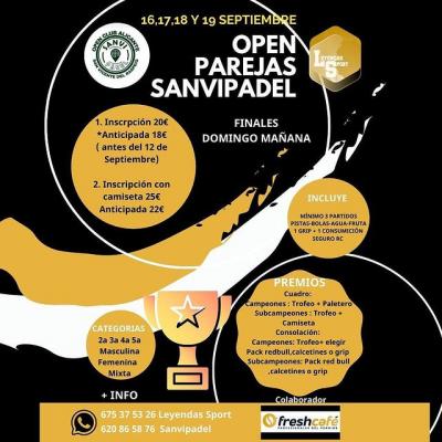 poster del torneo OPEN PAREJAS SANVIPADEL