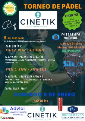 poster del torneo TORNEO PADEL SUPREM 8-01 PISTAS CUBIERTAS!